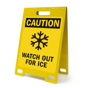 Watch For Ice - Floor Caution Stand Sign - Floor Caution Stand Sign