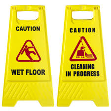 Caution - Wet Floor - Cleaning in Progress - Floor Caution Stand Sign
