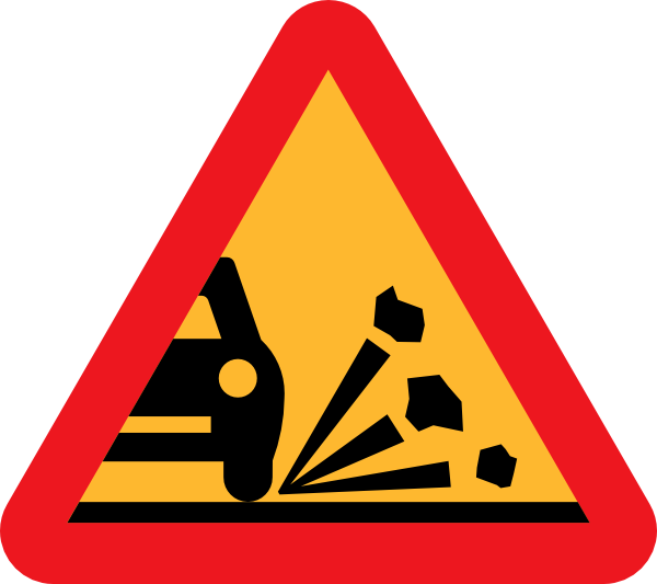 Safety Sign - Loose Stones On The Road