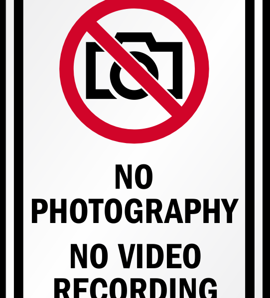 Safety Sign - No photography video recording